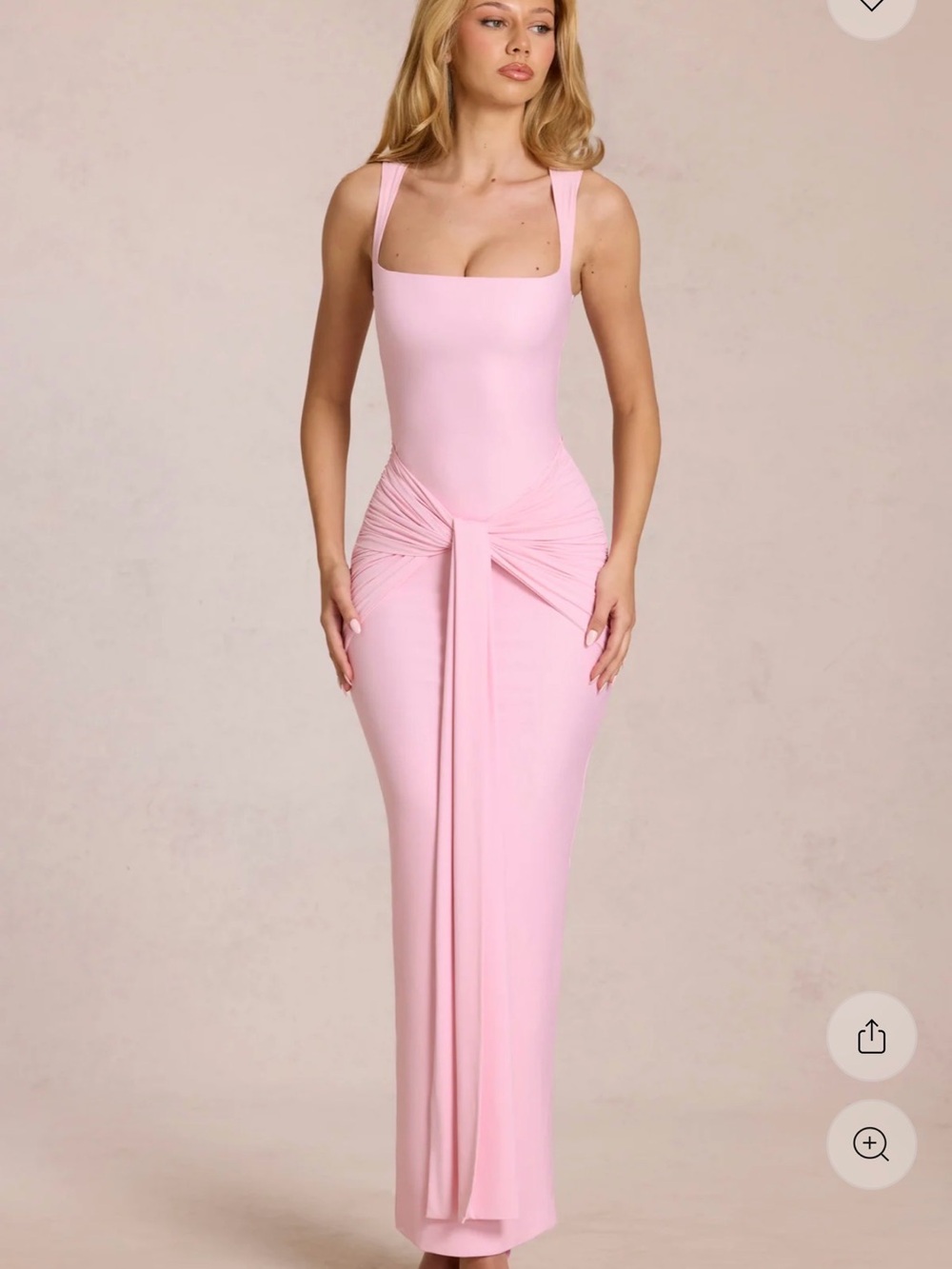 Sleeveless Pink Maxi Dress with Front Knot - Picture 7 of 7